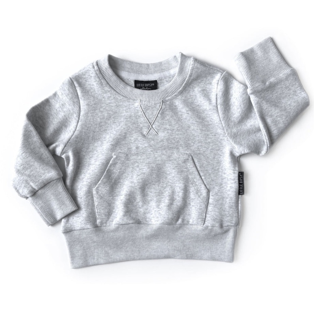 Little Bipsy Pocket Pullover - Light Heather Grey Size 3-4T